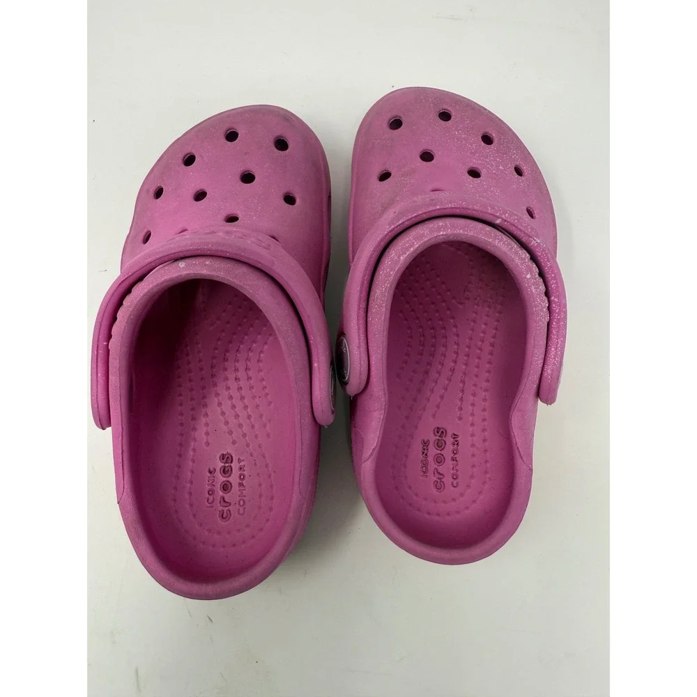 Crocs Kids Clogs Size 8 Pink Classic Slip On Comfort Casual Shoes‎